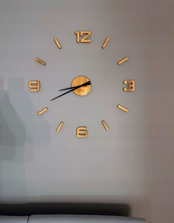 Medinis sieninis laikrodis ąžuolinis lipdomas EKO 75cm didelis svetainei