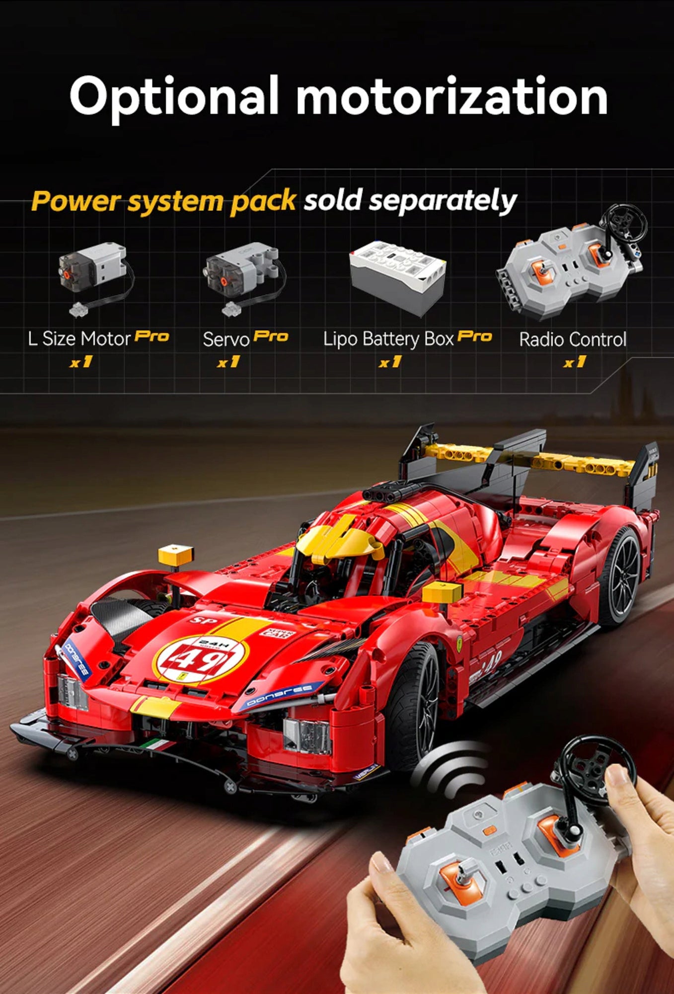 Konstruojami blokeliai CADA AUTOMOBILIS 51CM RAUDONAS BLAZING FLAME 1518 EL 1:10