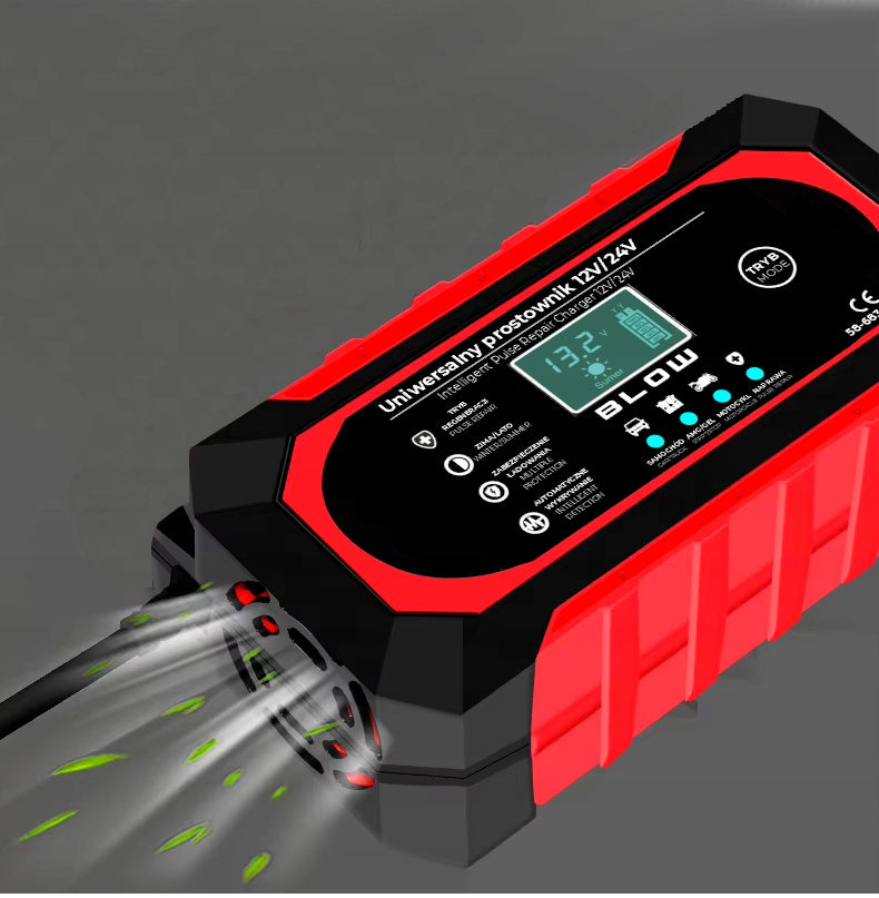 AUTOMATINIS IŠMANUS AKUMULIATORIŲ Įkroviklis Įkrovimo įrenginys LCD 24V 12V 8A