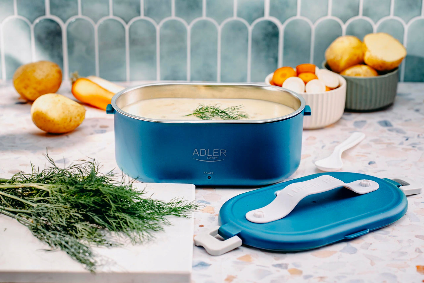 Pietų dėžutė su termo taše, maisto konteineris su šildymo funkcija, 800 ml