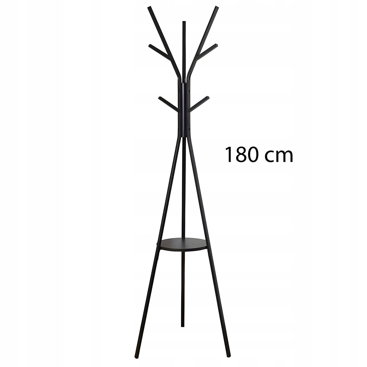 STOVĖJANTI METALINĖ JUODA LOFT STILIAUS 9 KABLIUKŲ 180 CM DRABUŽIŲ KABINIMO KROSNIS