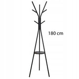 STOVĖJANTI METALINĖ JUODA LOFT STILIAUS 9 KABLIUKŲ 180 CM DRABUŽIŲ KABINIMO KROSNIS