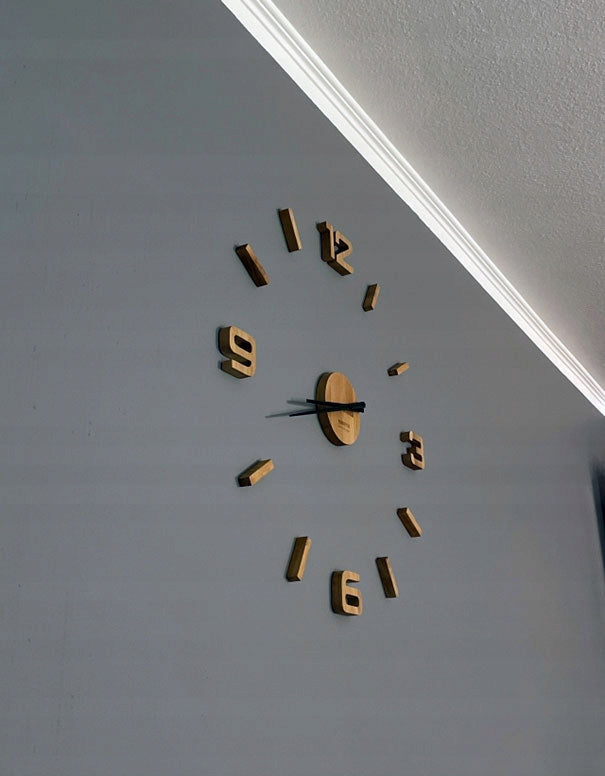 Medinis sieninis laikrodis ąžuolinis lipdomas EKO 75cm didelis svetainei