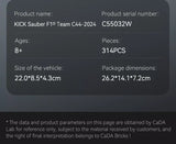 Konstruktorius CaDA Formula 1 bolidas KICK SAUBER F1 TEAM C44 314 el. C55032W