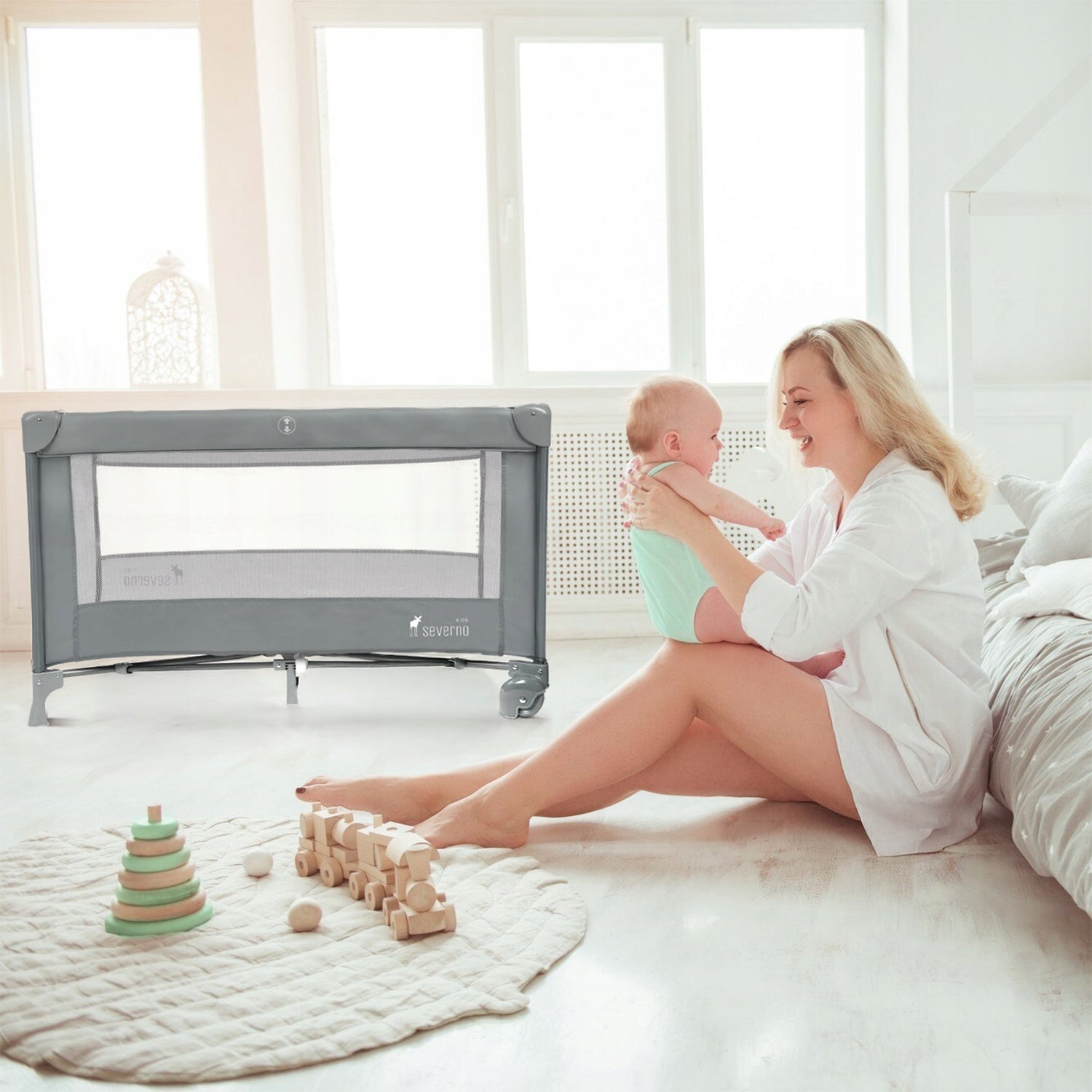 PREMIUM KELIONINĖ LOVYTĖ-TIRAS VAIKUI + ČIUŽINYS IR KREPŠYS