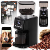 Elektrinis didelis kavos malūnėlis, kūginis malimo mechanizmas, reguliuojamas malimo rupumas